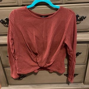 Long sleeve burgundy waffle knit Shein shirt Size Small
